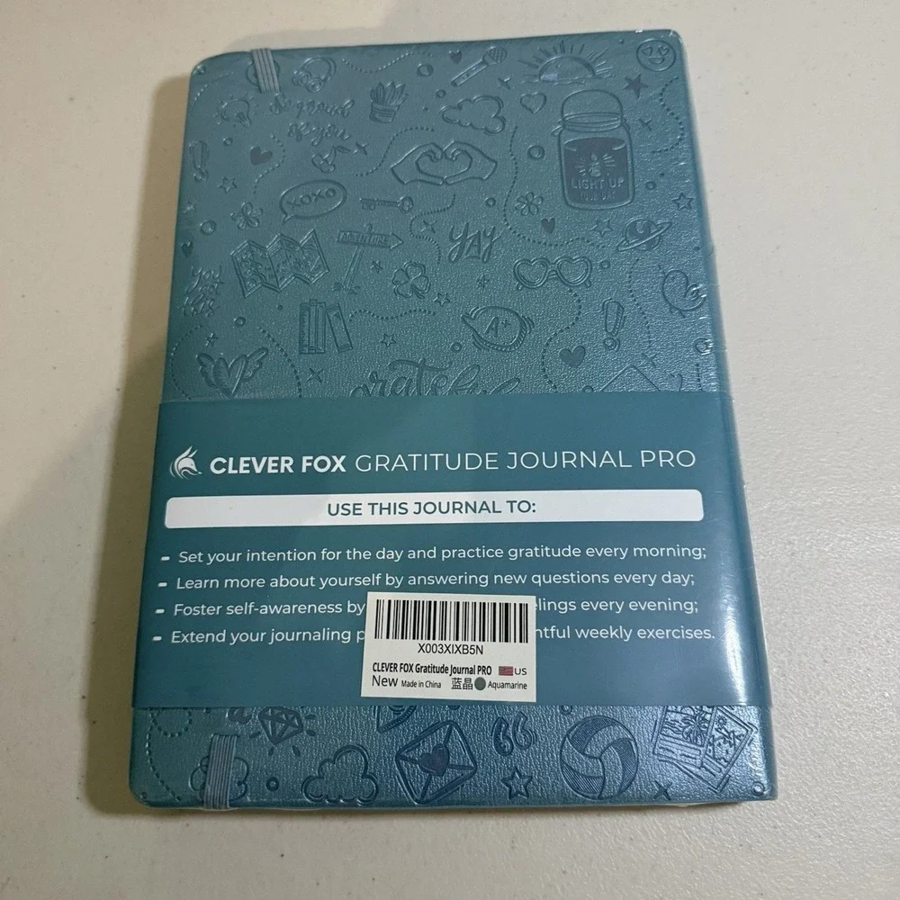 b4 Clever Fox Gratitude Journal Happiness Positivity & Affirmation Daily Teal